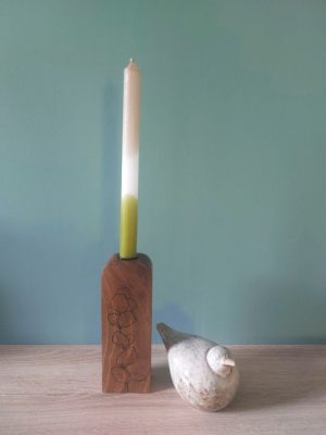 Chandelier en bois – motif eucalyptus pyrogravé - pièce unique