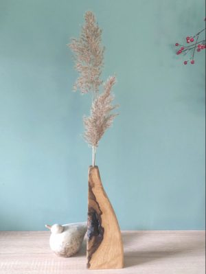 Soliflore en bois de Fraké avec nœud – décoration de caractère pièce unique