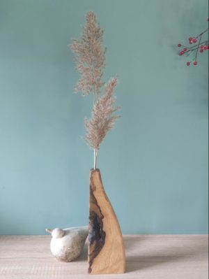 Soliflore en bois de Fraké avec nœud – décoration de caractère pièce unique