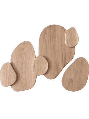 Pièce murale artisanale en bois, pensée pour représenter un lien à six.