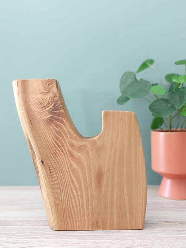 vase organique en bois 2 entrées forme organique soliflore bois