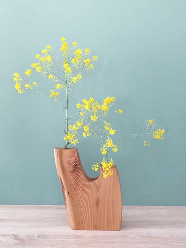 vase bois 2 entrées forme organique soliflore bois