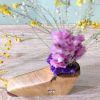 Soliflore en bois de Fraké, motif Pensée violette