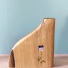 Soliflore en bois de Fraké, motif Pensée violette