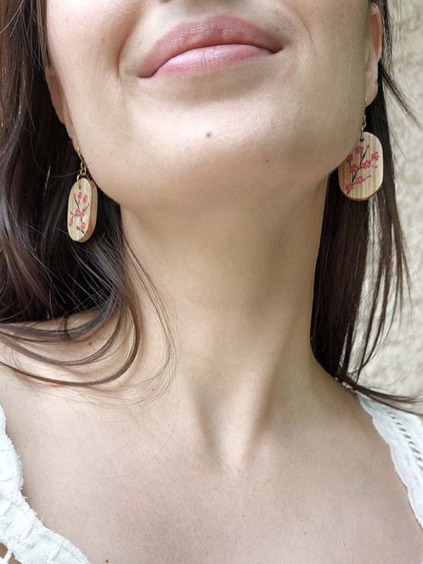 Cocon - Boucles d'oreilles ovales en bois