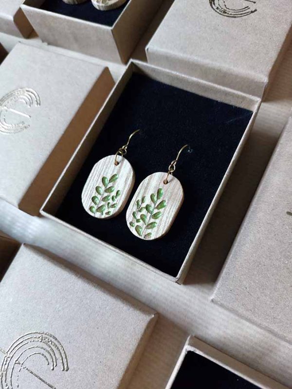 Cocon - Boucles d'oreilles ovales en bois